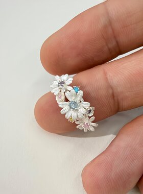 春花烂漫韩系雏菊立体拉丝食指戒