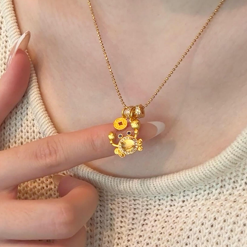 「钳程似锦」新中式金色小螃蟹跑环项链轻奢小众精致千金感锁骨链