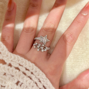 冷淡风超闪彗星开口戒指女小众设计轻奢高级感2025新款爆款食指戒