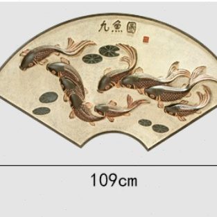 壁饰中国风走廊墙饰卧室挂画背景墙中式浮雕挂件玄关装饰画九鱼图图片