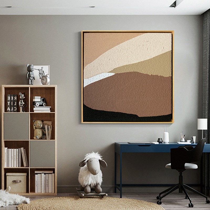 现代简约装饰画手绘砂岩立体实物装置画卧室书房沙发背景墙挂画图片