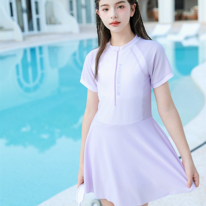 新款女孩连体泳衣学校网球羽毛球运动训练少女中学生大童运动套装