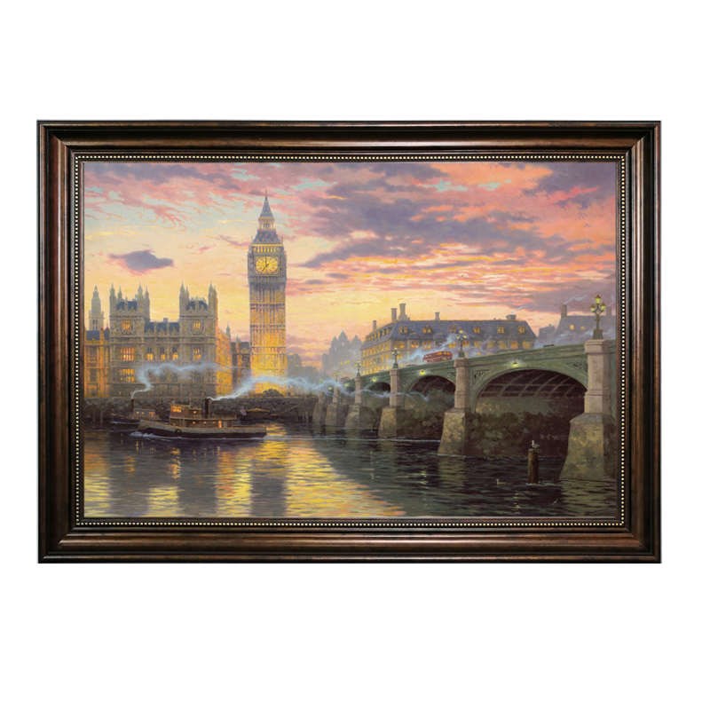 欧式客厅风景喷绘油画有框装饰画宾馆酒店装饰画沙发背景挂画图片