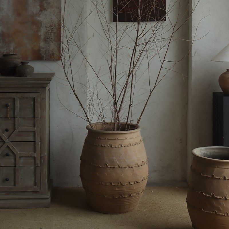 侘寂风土色复古陶罐粗陶瓶手工艺术器落地大盆民宿装饰,家居饰品,花盆,淘宝优惠券,粉丝福利购,淘宝优惠卷