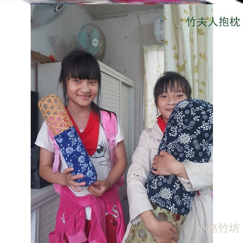 竹夫抱枕竹子抱枕手工竹编制竹抱枕凉透气通风降温竹制品枕