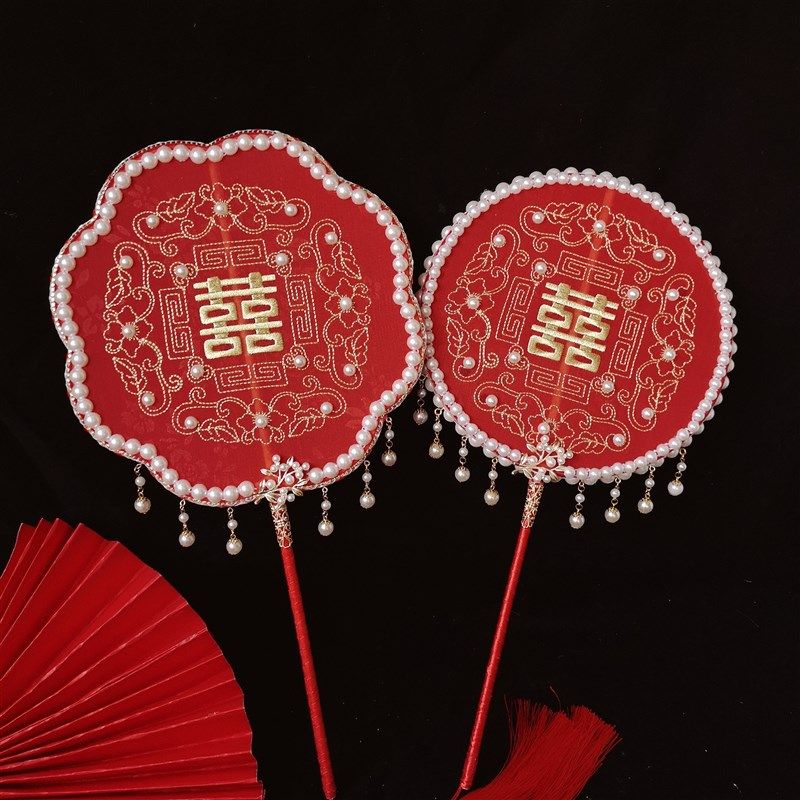 新娘团扇婚礼秀禾结婚手捧古风红色婚扇出嫁喜扇成品di材料,家居饰品,工艺扇/团扇/喜扇/折扇,淘宝优惠券,粉丝福利购,淘宝优惠卷