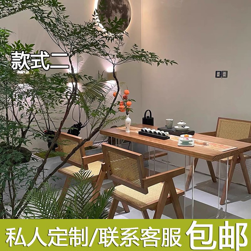 实木阳台茶桌大板悬空家用椅办公室电脑桌接待书桌椅一体茶台