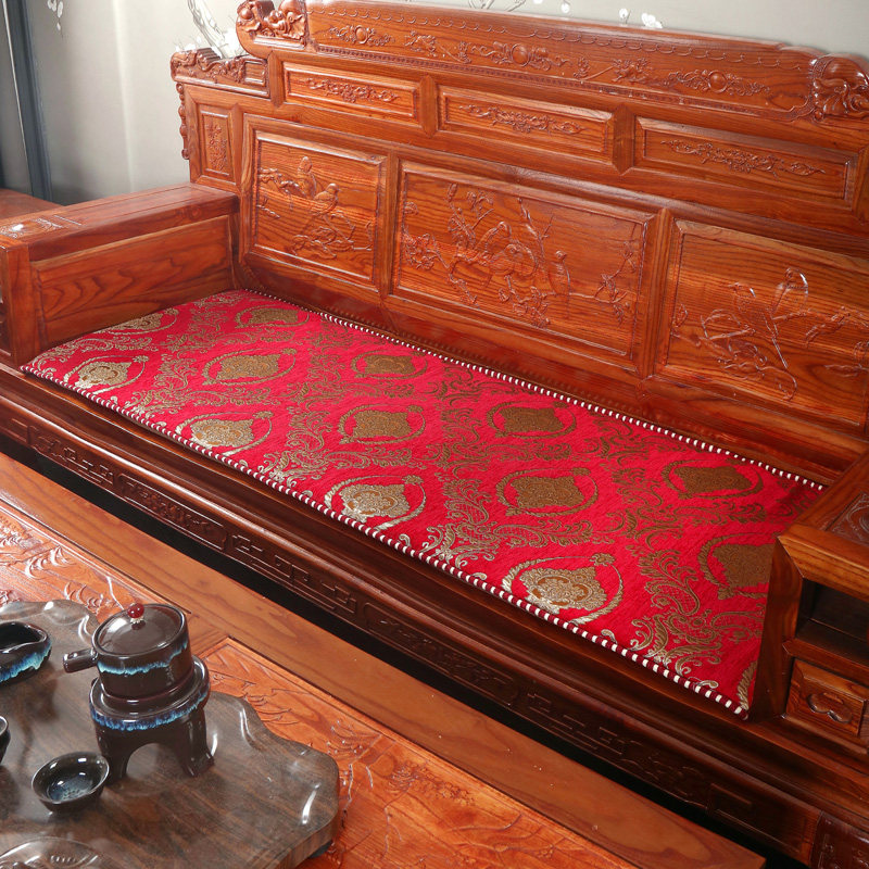 红实木沙发坐垫罩雪尼尔防滑加厚老式三联邦椅垫四季通用