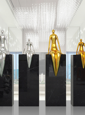 售楼处酒店大堂落地雕塑软装饰品玻璃钢人物摆件餐厅大型艺术摆设