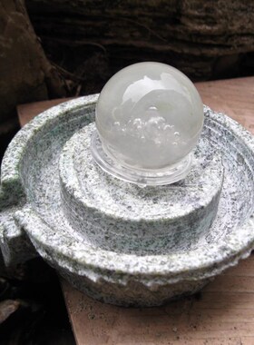 天然喷水流水转运石磨球摆件复古怀旧水晶球石材石磨庭院流水装饰