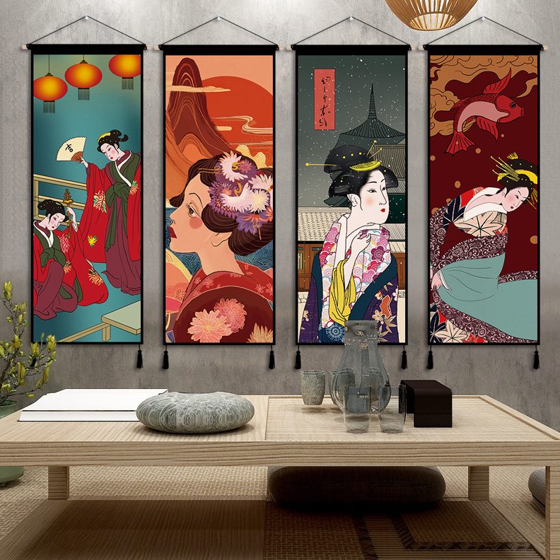 挂毯艺伎日式墙酒挂画卧室榻榻米挂布背景布客厅屋装饰和风布艺居图片