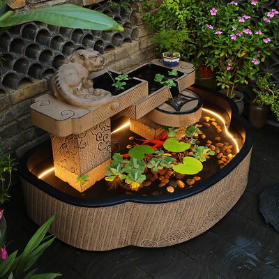 新庭院园流水鱼池室外露台循环水大型鱼缸造景喷泉水池