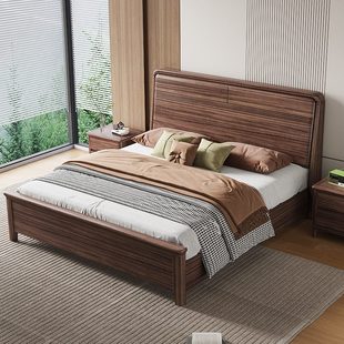 全实木床大气床乌金木高端1米现代简约榫卯8轻奢主卧双人床新中式