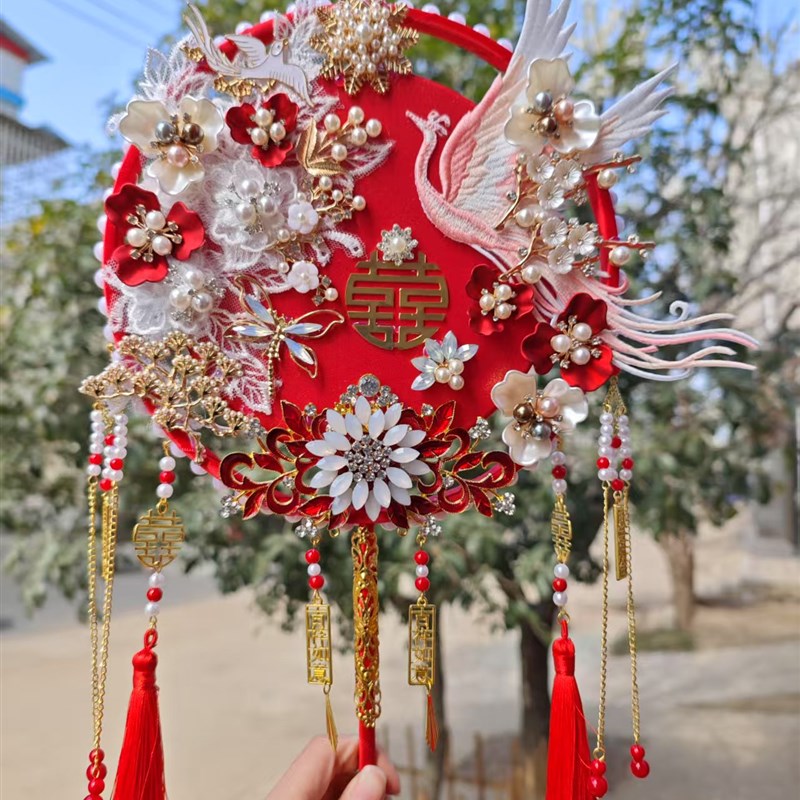 面团扇婚礼成品面扇子婚礼手持秀禾扇汉服圈成品扇
