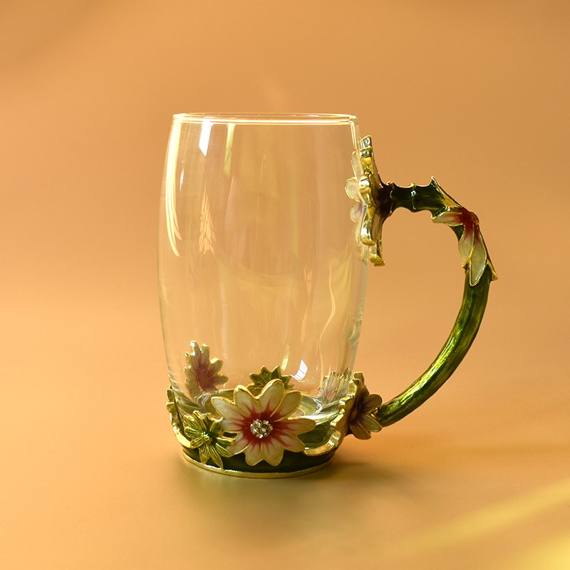 欧式情珐琅彩水杯加厚耐热杯茶杯子女生玫瑰杯