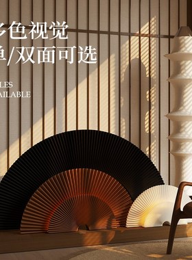 十八纸装饰纸扇门店摄影背景拍摄中古风落地发光扇子