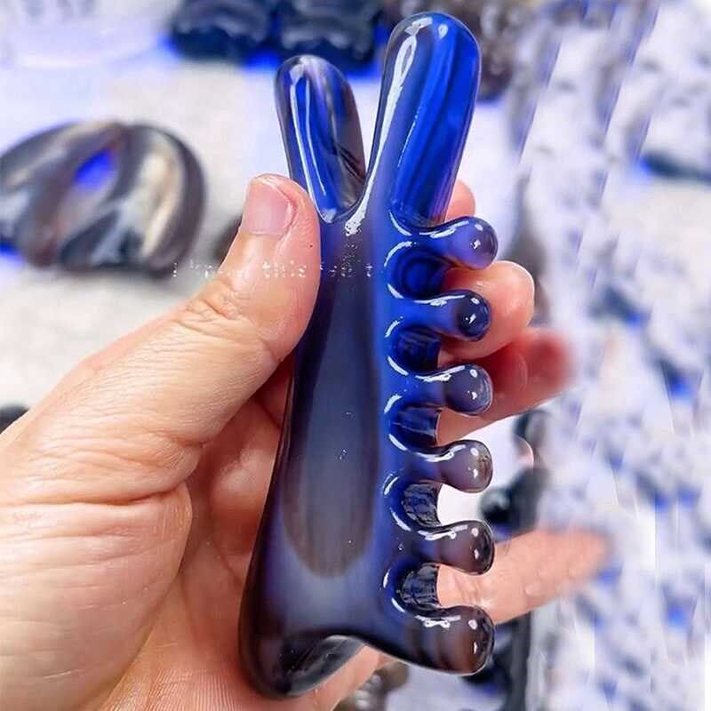 白水牛角梳黑金刚按摩梳部经络梳五齿疗梳美鼻宽齿梳刮痧脸梳