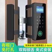 肯德基门智能锁框玻璃门指纹锁免单门铝合金门商铺密码 锁