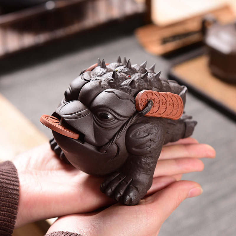 紫砂招财金蟾茶宠精品 养玩台几茶桌足蟾蜍精功夫具