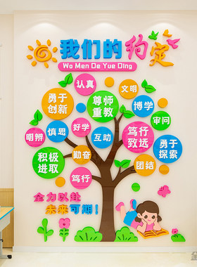幼儿园中小学教室饰创意布置班级公约立体环保大树墙