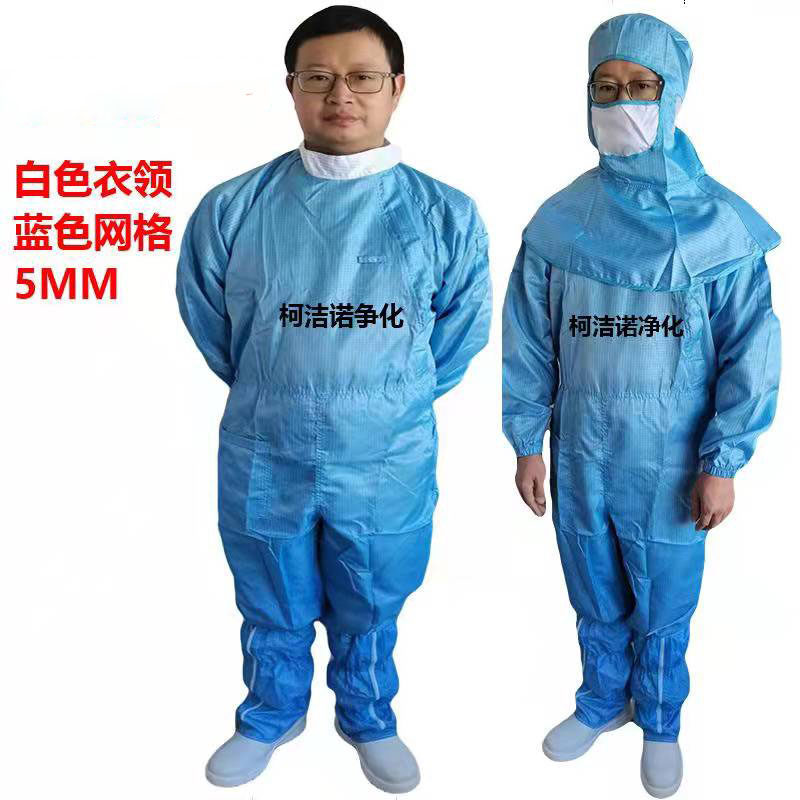 重庆京东方厂商 蓝色网格 白色领百级尘服 分离式净化连身服