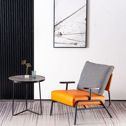 现代简铁艺单会客沙发椅办公商务酒店售楼洽谈接待室茶几