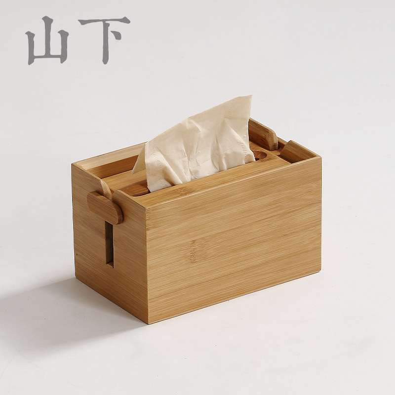 竹制茶室巾盒方形创意餐巾盒原竹客厅环保盒子