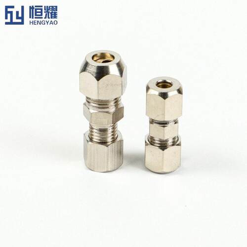 铜镀镍卡套直通4m/6变径8-6硬卡卡箍油MAGA-102m嘴油管气动接头管