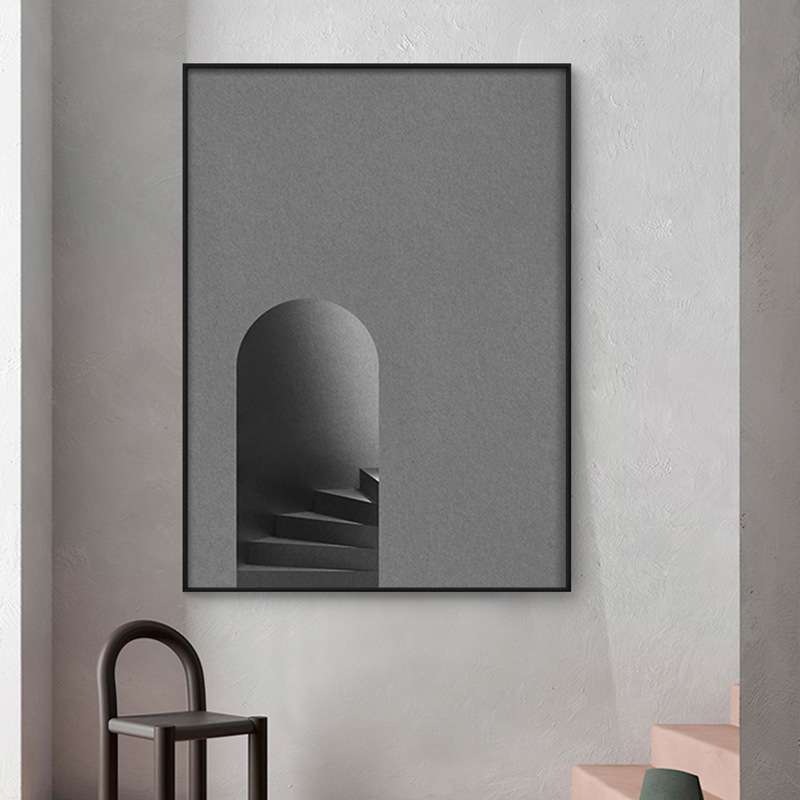 入户走廊建筑楼梯装饰画北欧玄关挂画现代简约过道竖大气落地壁画图片