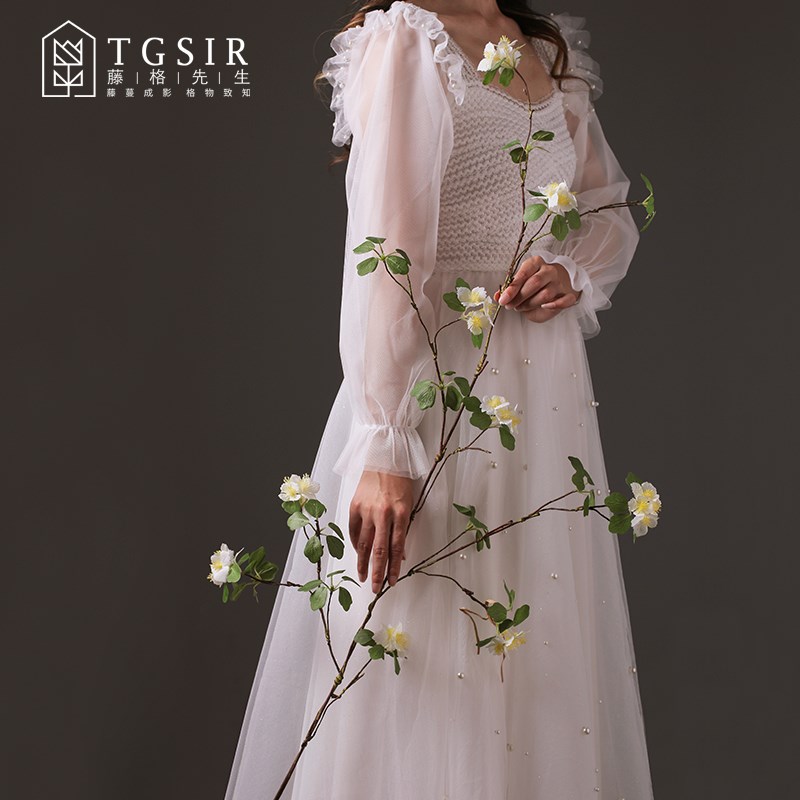 藤蔓仿真花杏花客厅实体店软装假花装饰室内空间枯藤摆件摄影道具