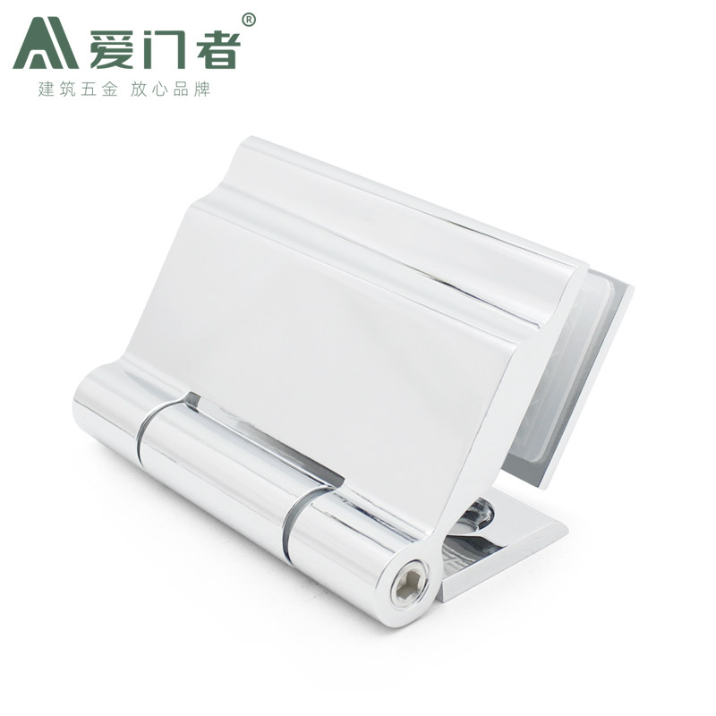 无框玻璃门合页淋浴房浴室门铰链玻璃柜门夹单边侧装9度折页