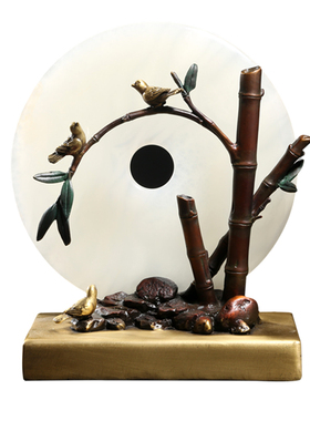 上善若水 白玉平安扣摆件 玉石招财客厅家居乔迁新房饰工艺品1999