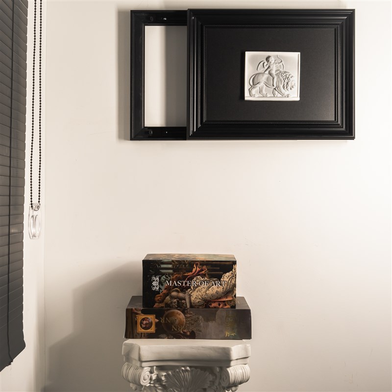 中古风立体浮雕石膏画玄关配电箱遮挡挂画法式复古电表箱装饰画