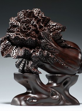 黑檀木雕白菜家居客厅电视柜装饰红木雕刻店铺业乔迁送礼品