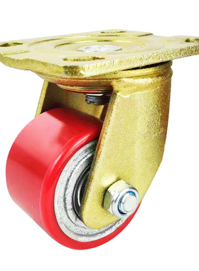 重型低重心寸红色聚氨酯PU耐磨耐用单个载重0KG工业万向轮