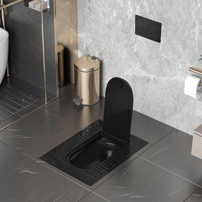 黑色带盖板大号蹲坑家用卫生间蹲坑嵌入式隐藏暗装水箱装