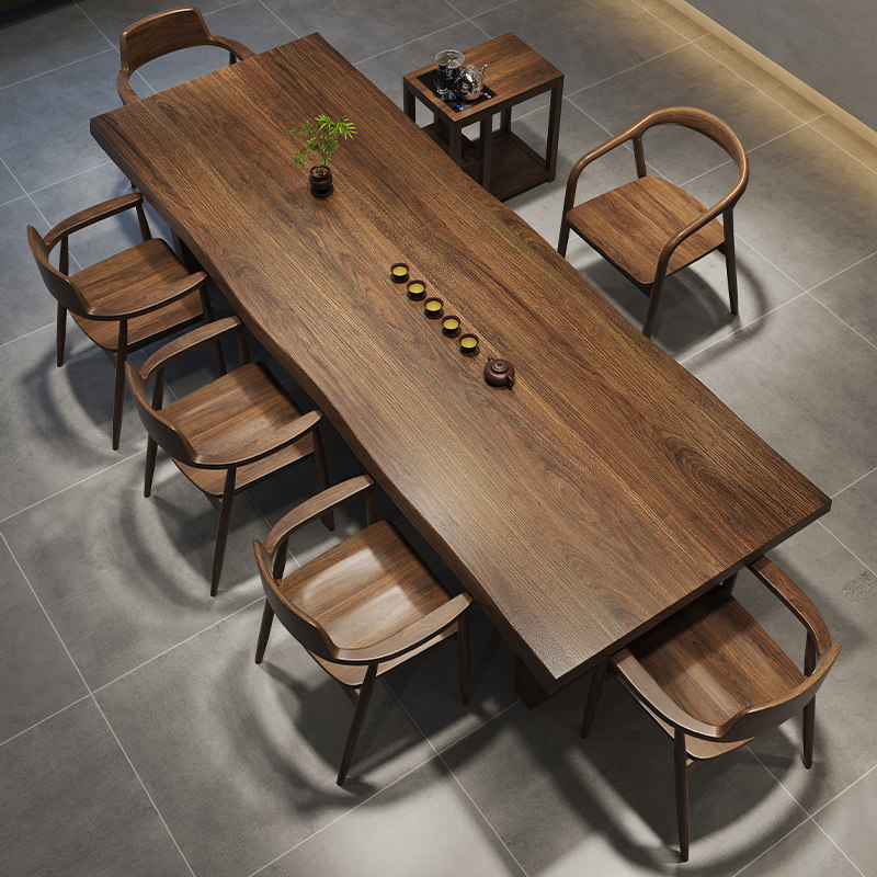 实木大板茶桌椅一桌五椅大型办公室客厅家用新泡茶台,住宅家具,家用茶台/茶桌,淘宝优惠券,粉丝福利购,淘宝优惠卷