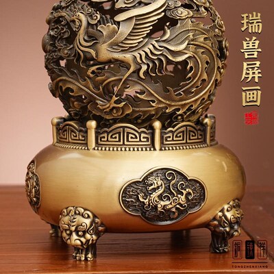 黄铜九转乾坤鼎时来运转摆件店铺开业工艺礼品龙凤戏珠办公室装饰