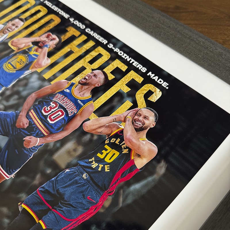 勇士库里00记三分里程碑实木装饰相框照片墙桌挂框摆件酒吧壁画