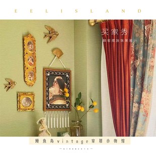 intge欧式复古客厅扇子卉鎏金流苏装饰画玄关挂画拼墙画