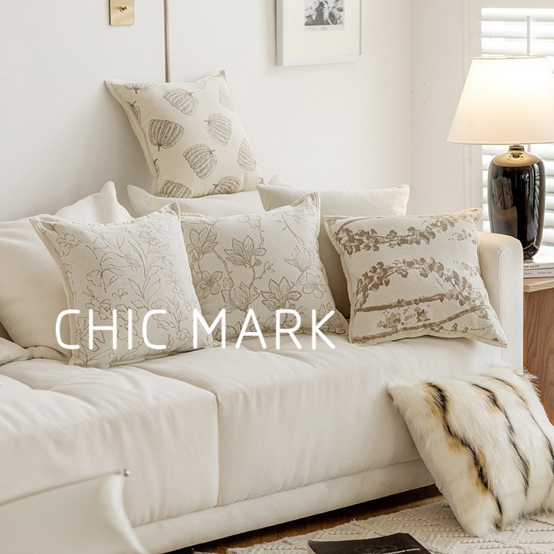 高级奶油色提花法式抱枕客厅靠枕靠沙发抱枕展厅样板间装饰枕