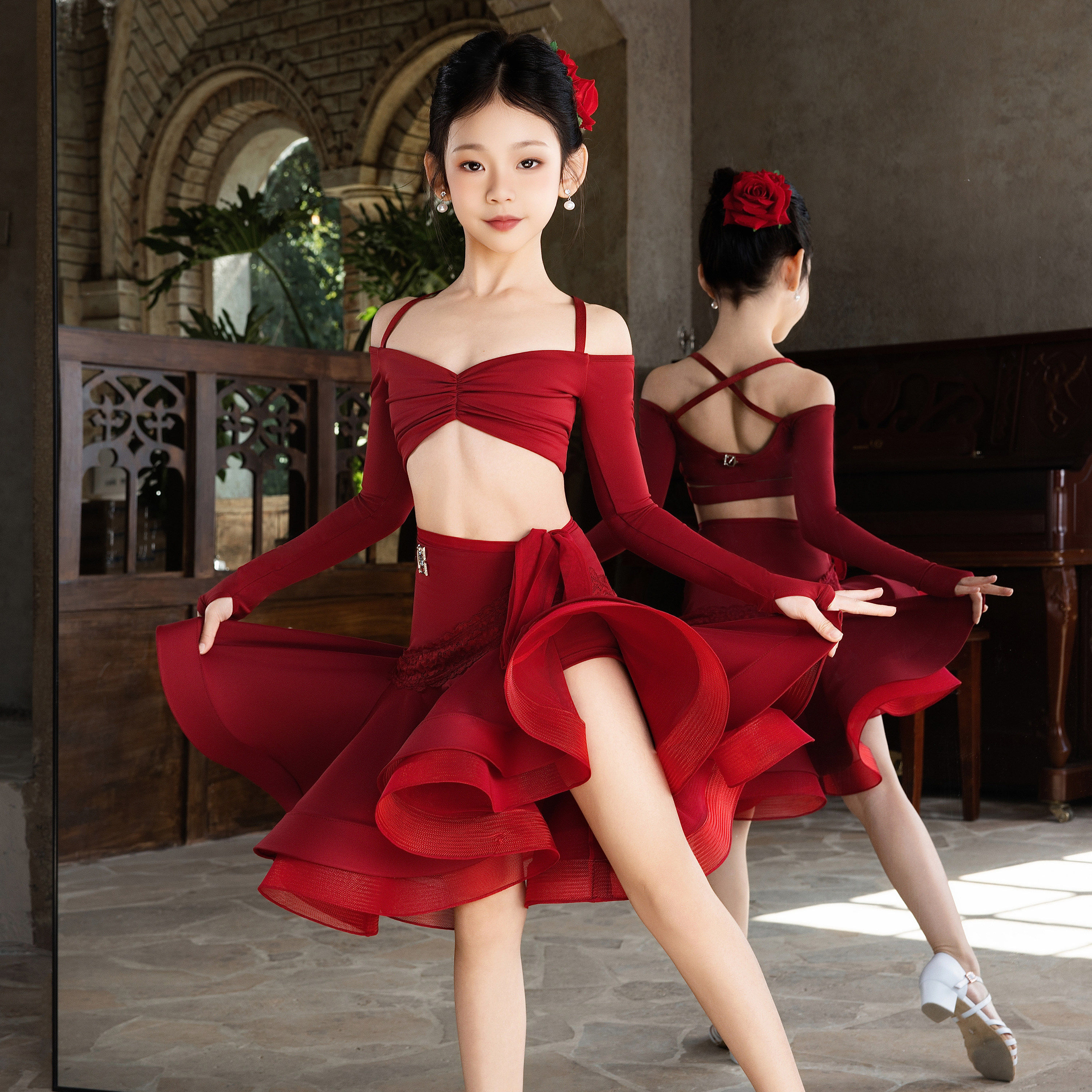美辰拉丁舞服【吉普赛女郎】女童练功服高级感演出服大裙摆鱼骨裙,运动/瑜伽/健身/球迷用品,拉丁舞练习套装,淘宝优惠券,粉丝福利购,淘宝优惠卷