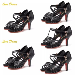 LOVEDANCE拉丁舞鞋专业女国标舞鞋黑色红底高端成人女表演舞蹈鞋