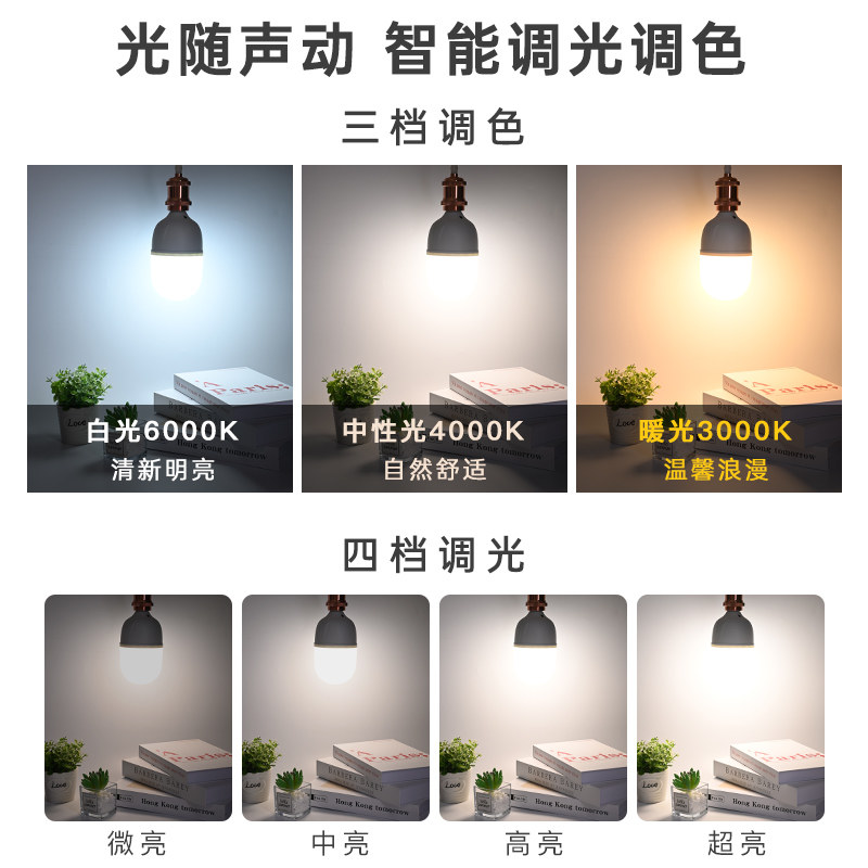 智能灯泡调光调色能灯超亮语音控制球泡护眼声控色灯