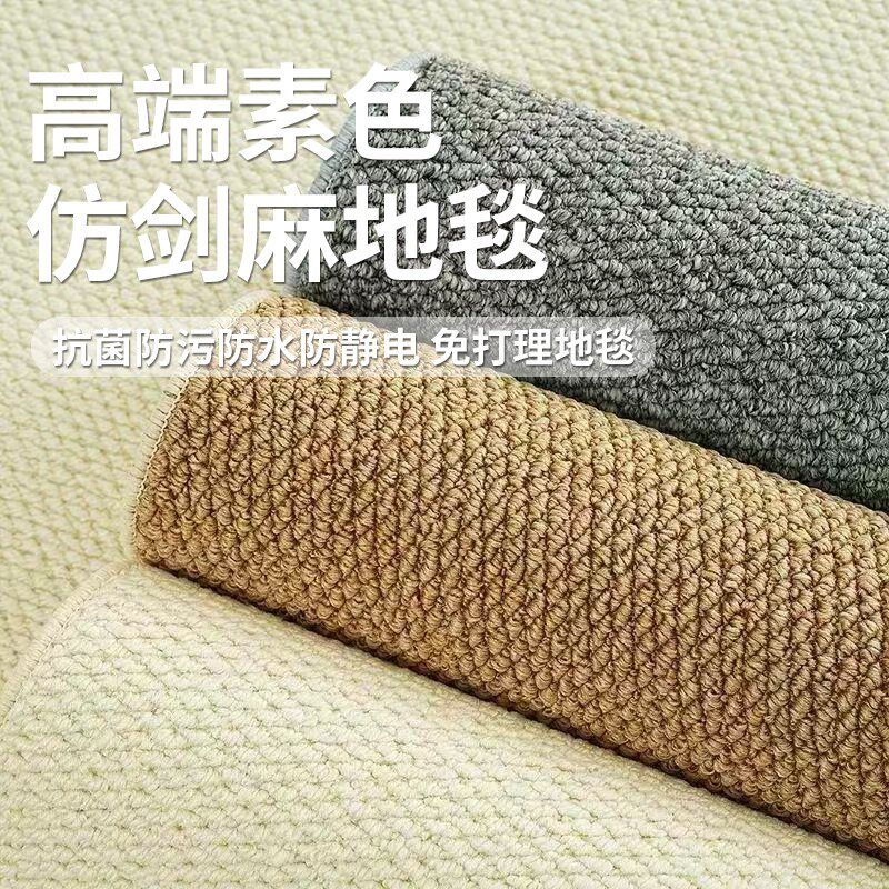 纯色简仿剑麻地毯菠萝圈客厅沙发茶几毯级感奶油风擦地垫
