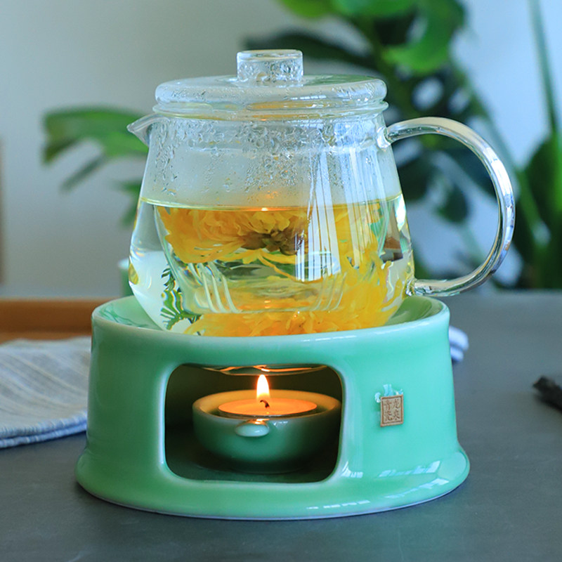 茶壶加热底座大号茶炉龙泉青瓷冰裂纹茶具茶保温蜡烛加热器
