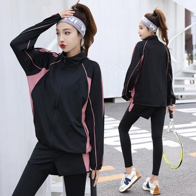 2024新款外贸春秋季休闲跑步打球大码运动服套装女瑜伽健身服女