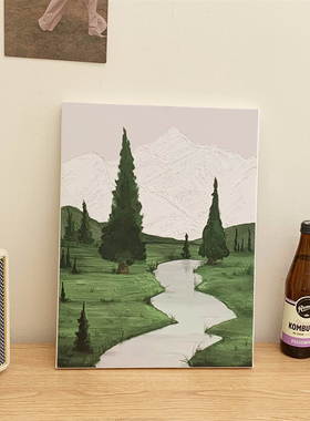 侘寂风装饰画级感肌理画现代手绘油画客厅挂画电视柜