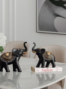 创意招财吉祥大象树脂工艺品摆件田园客厅电视柜玄关酒柜摆设装饰