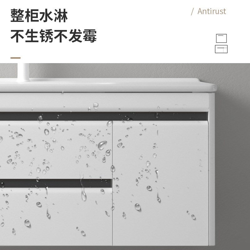 双抽屉不锈钢浴室柜组合卫生间防水一体式陶瓷洗漱台洗手盆洗脸池